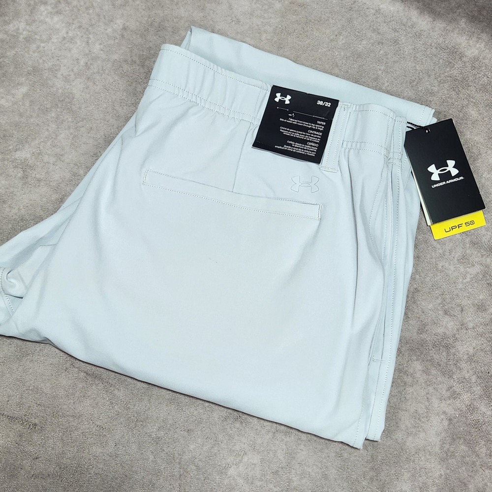 Under Armour Mens UA Golf Tapered Pants Halo Gray 38x32 Storm UPF 50+ 1377301